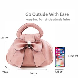 Women Small 3 Compartment Handbag with Front Large Bow Ladies Crossbody Shoulder Bag-Black