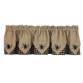 Park Designs Sturbridge Star Embroidered Point Valance, Black with stars