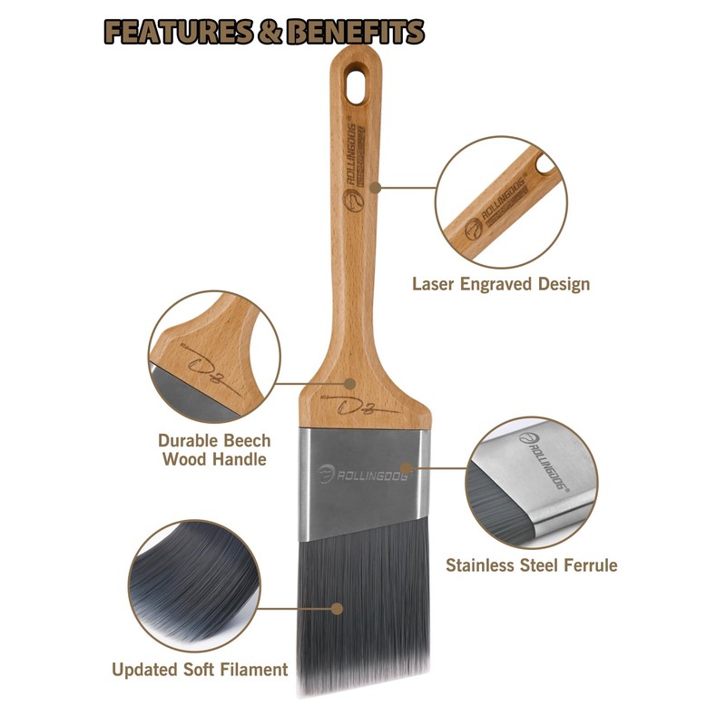 ROLLINGDOG Cutting in Brush -Edging Paint Brush,Angled Paint Brushes for
