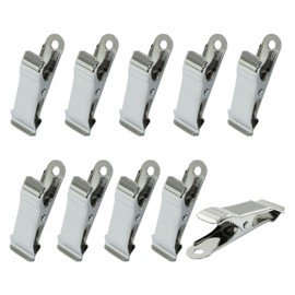 Kemcatui 10Pcs Mini Alligator Clips, Silver Metal Spring Clamps Tiny Crocodile Spring Clips, Micro Alligator Clips for Crafts Paper Wire, Smooth Jaw (Length: 1-3/5 Inch)