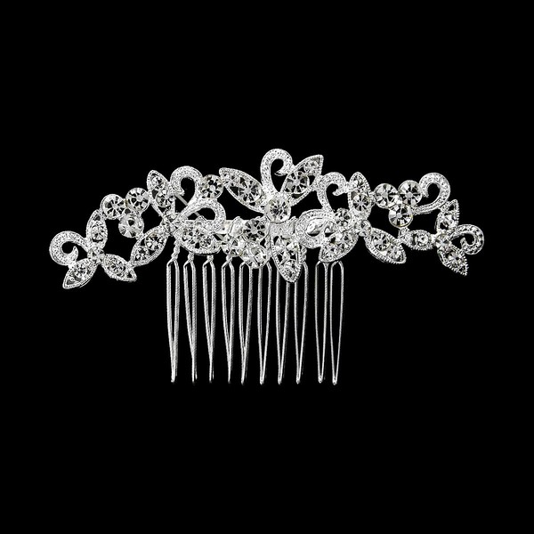 Jagowa Bridal Side Hair Comb Clip, Rhinestone Hollow Flower Hair Comb, Sparkling Headpiece Wedding Prom Party Hair Accessories for Bride Bridesmaid Women
