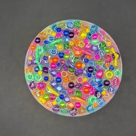 Beaded Picky Pad with Pearl & Chain Link Fidgets 4 x 4 Inch Tactile Escape for Restless Hands, Soft Beads, and Pearl Accents anxiety stress