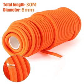 6 mm x 30 m, orange elastic safety rope, bungee straps, cargo nets for securing items, DIY project