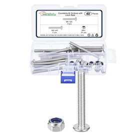 METALLIXITY Furniture Connector Bolt Nut(M6-1x45) 40Pcs, Silver Tone, 304 Stainless Steel Hex Socket Screws with Lock Nuts - for Furniture Woodworking Project, Silver Tone