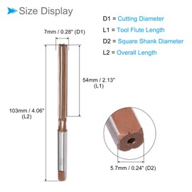 CoCud Hand Reamer, 7mm Cutting Diameter 6 Flutes H8, Alloy Steel Straight Shank Reaming Drill Bit - (Applications: for Aluminum Iron Copper Plastic Wood), 2-Pieces
