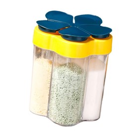 SASKATE 5 in 1 Multi Dispenser, Portable Travel Seasoning Containers, Salt Pepper Containers Shaker, for BBQ, Camping, Hiking, Travel and Kitchen (Blue)