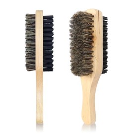 Flylin Paquete de 2 cepillos para barba hombres, Bambú Mango Largo | Cepillo de bambú con mango largo y diseño ergonómico, apto para viajes, barba y c
