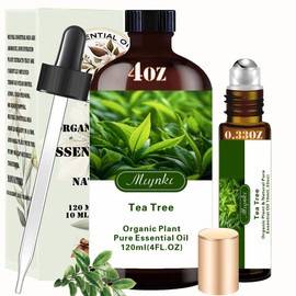 Tea Tree Essential Oil - Tea Tree Oil 4 Fl Oz & Roll On 10ML Essential Oil Set for Aroma Diffuser Humidifier Home Fragrance Bath SPA Cleaning Yoga Soap Perfume Gift for Women