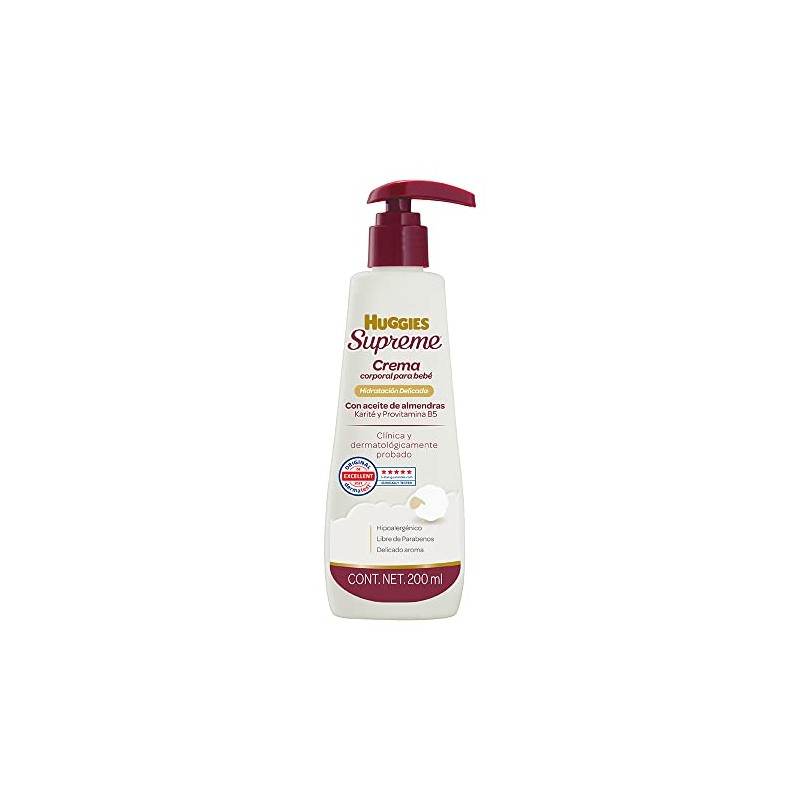 Huggies Supreme, Crema Corporal para Bebé, 200 ml, Con Karité,