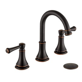 TimeArrow Oil Rubbed Bronze 8 inch Widespread Bathroom Sink Faucet 3 Holes with Pop-Up Drain, 2 Handle Modern Bathroom/Vanity/Lavatory Faucet with Brass 360° Swivel Spout, TAF830Y-ORB