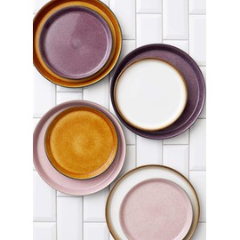 BITZ 821406 Plate Dinner Plate, Round, Ceramic, Black, Lilac, 21 cm, 20 mm