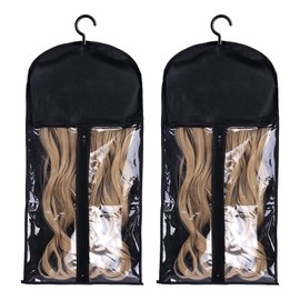 svpfuo Pack of 2 wig storage, storage bag for hair extensions, hanging pockets for wigs with hooks, suitable for storing wigs and hair extensions