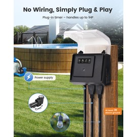 SURAIELEC WiFi Pool Timer for Above-Ground Pools, NEMA 5-15R Plug-in Timer with Dual Outlets, 15A 125V 1HP, Weatherproof PC Cover, Ideal for Pool Pumps, Filters, Lights and Salt Chlorination Systems