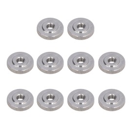 Fafeicy Pack of 10 M6 Knurled Knurled Nuts, 304 Stainless Steel Flat Head Through Hole Handsuit Nut, DIN467 Standard, for Common 3D Printer Beds, Machine Tools (M6)