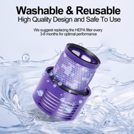 Filter Replacement for Dyson Cyclone V10 SV12, 2 Pack Filter & 1 Clean Brush Compatible with Dyson Cyclone V10 Animal Absolute Motorhead SV12, Replaces Part # 969082-01