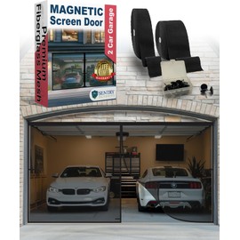 2 Car Garage Door Screen Magnetic Self-Closure- Retractable Fiberglass Mesh