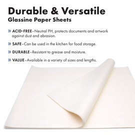 Acid-Free with a Neutral PH | Protects Art & Photographs | Glassine Paper Sheets | 24 inches x 36 inches - 50 Sheets |