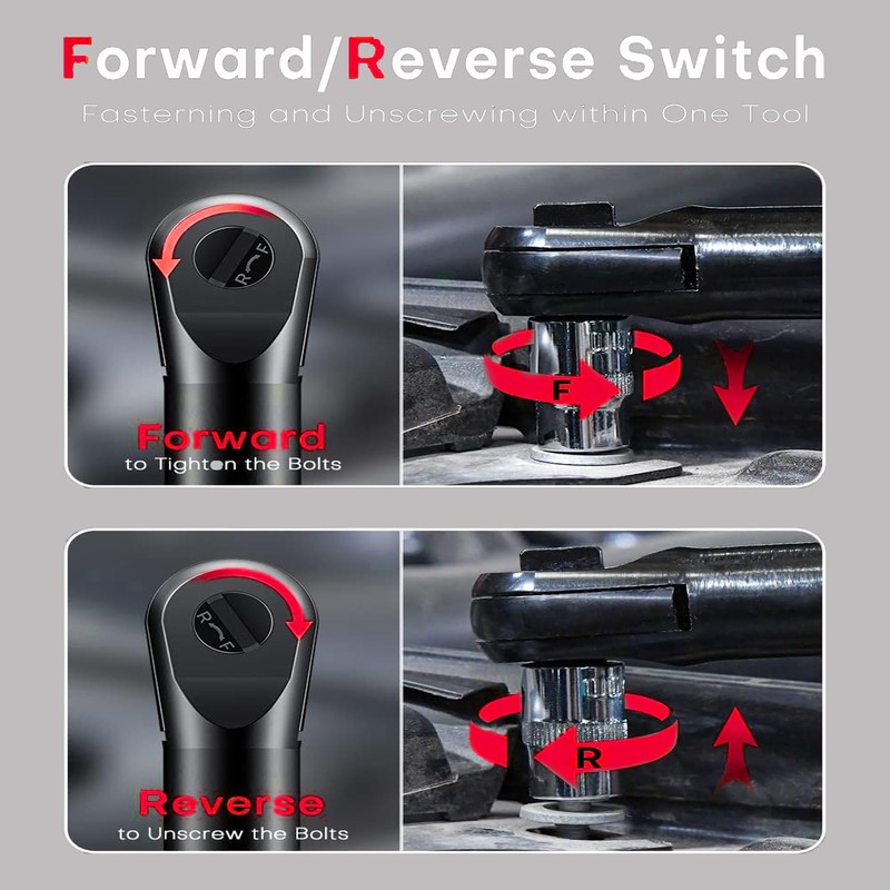 TQUAGGA 3/8" Cordless Electric Ratchet Wrench Set, 12V Power Ratchet