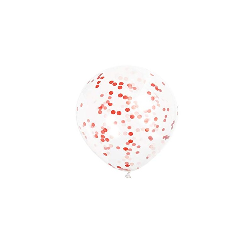Ruby Red Confetti Clear Latex Balloons (30cm) Pack of 6