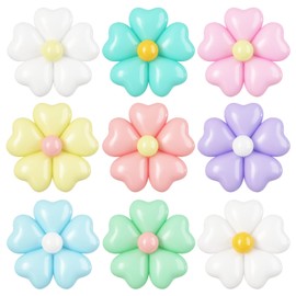 16 Set Flower Balloons DIY Kit,Colorful Heart Balloons Daisy Balloon Flower Heart Shape Balloon Party Decorations for Birthday Valentines Wedding Anniversary