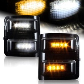 alittlepanda 2 Pieces Smoke Lens White+Amber LED Side Mirror Marker Light Running Turn Signal Light Compatible with 2008-2016 F250 F350 F450 F550 Super Duty