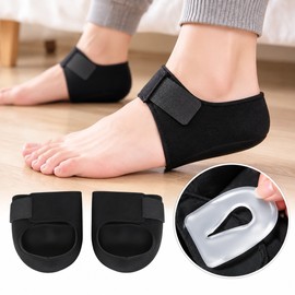 1 Pair Silicone Heel Pads for Shoes – Adjustable Strap Cushion Inserts for Comfortable Walking and Everyday Footwear Support (Black)