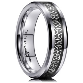 King Will Classic Tungsten Carbide Ring Inlay Celtic Knot 6mm Wedding Band for Men Engagement Ring Comfort Fit 12.5