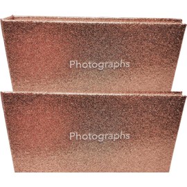 (2 Pack) Glitter Rose Gold Photo Album - Holds 36 Photos - Size: 6"x4"