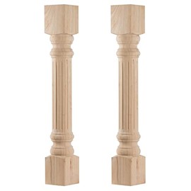 35 1/2-inch H 5-inch W 5-inch D Cabinet Columns, Btowin 2Pcs Unfinished Tapered Stripe Rubberwood Replacement Island Legs for Large Dining Table & Kitchen Table