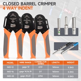 iCrimp Closed Barrel Crimp Tool, Weather Pack Crimpers, Deutsh Connector Kit for Deutsh DT Connectors and Stamped Contacts, Removal Tool Set- 12-pcs included