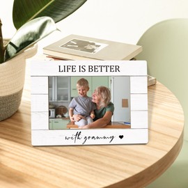 WTOGQ Grammy Grandma Picture Frame, Mother's Day Birthday Gifts for Grandma, Life is Better with Grammy Photo Frame 4x6, Grandmother Wooden Photo Picture Frames for Desk Tabletop Decor