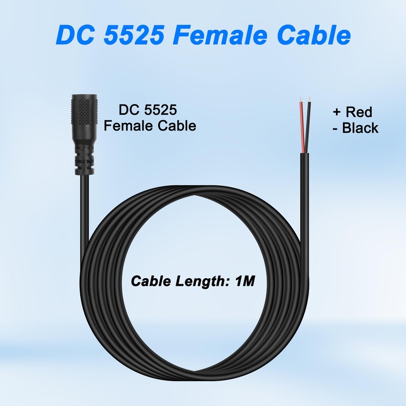 MEIRIYFA 5Pack DC 5.5mm x 2.5mm Female Plug to Bare