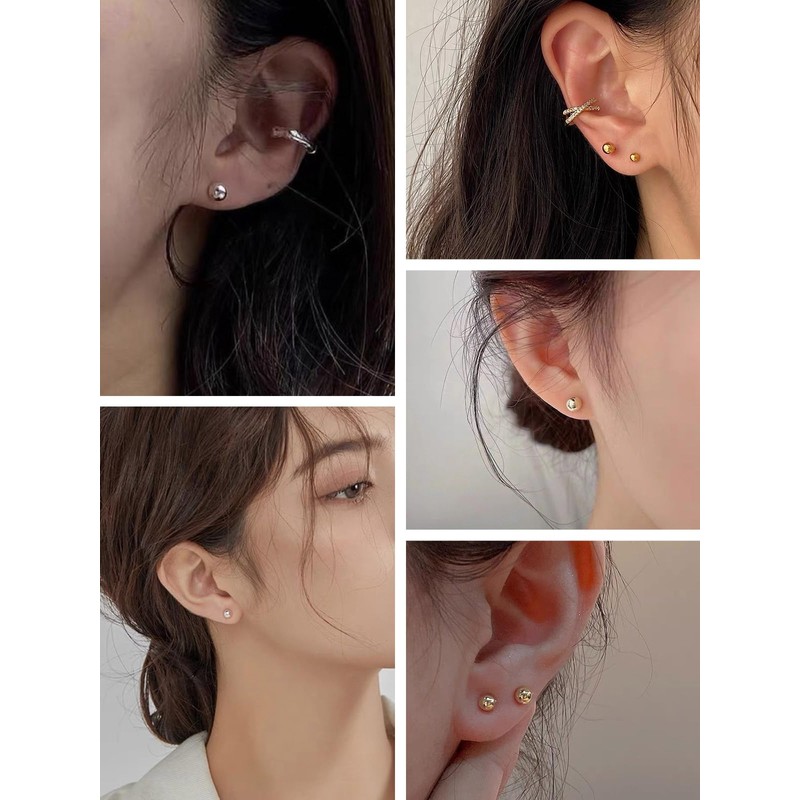 ChicSilver Ball Earrings, Women's 925 Silver, Round Ball Earrings, Simple