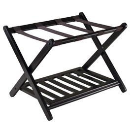 Winsome Reese Luggage Rack with Storage Shelf, for Guest Room, Bedroom, Foldable, No Assembly, Espresso