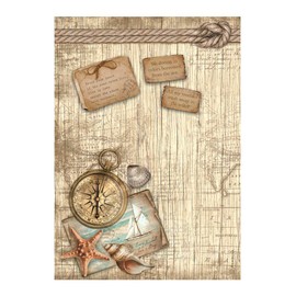 Stamperia A4 Decoupage Rice Paper - Sea Land Compass, DFSA4858