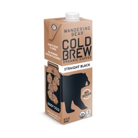 Wandering Bear Extra Strong Organic Cold Brew Coffee, Straight Black, 32 fl oz, 1 pack - Smooth, Organic, Unsweetened, Shelf-Stable, and Ready to Drink Cold Brew