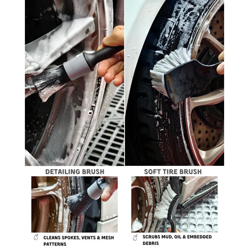oesee 8PCS Pro Wheel Cleaning Kit - Woolies Brushes, Detailing