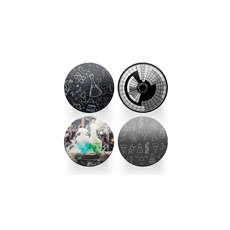 4 x Round Science Coasters - Chemistry Set Teacher Men