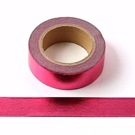 Syntego Solid Foil Washi Tape Decorative Self Adhesive Masking Tape 15mm x 10 Meters (Hot Pink)