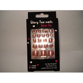 24 TOE NAILS ~ CRUSHED BERRIES TOE NAILS ~ STICK ON ~ NO GLUE REQUIRED ~