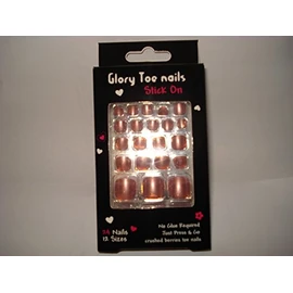 24 TOE NAILS ~ CRUSHED BERRIES TOE NAILS ~ STICK ON ~ NO GLUE REQUIRED ~