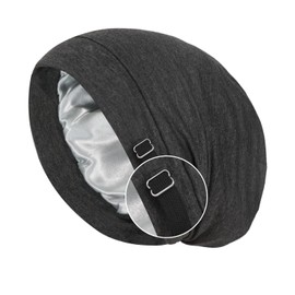 Silky Bonnet Hair Bonnet for Sleeping Satin Lined Sleep Cap Hair Wrap Hair Cap for Sleep Chemo Headwear Covering Hats Beanies for Women Men Dark Grey