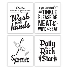 Designs by Maria Inc. Funny Bathroom Decor | Bathroom Decor Wall Art-Unframed Prints | Funny Wall Prints - Funny Bathroom Signs-Set of 4 Unframed Funny Bathroom Wall Decor Quotes (Type 2, 8" x 10")