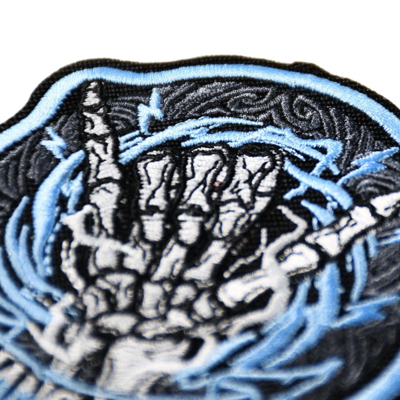 Hang Loose Skeleton Shaka Embroidery Morale Patch - Hook and