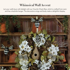 MACKENZIE-CHILDS Bee, Hanging Bee Decoration, Black-and-White Courtly Check