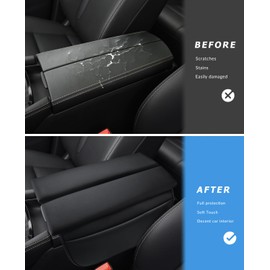 INTGET Car Center Console Armrest Cover for Nissan Rogue Accessories 2021-2024 2022 2023 Leather Arm Rest Box Lid Middle Console Seat Cover Protector (Black Cushion Flat, 2021-2024)