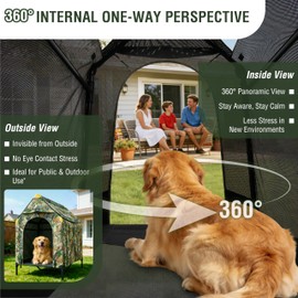 Privacy Outdoor Dog House & Elevated Bed 2-in-1, UPF50+ Sun Rain Protection, Breathable Camping Pet Tent with Cover, Portable for Indoor & Backyard Use（M）
