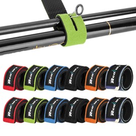 Realure Pack of 12 Fishing Rod Velcro 6 Colours Straps Adjustable Neoprene Ties Straps Elastic Fishing Rod Belt Ties for Fixed Fishing Rods Gear Strap Spinning Rod Sea Rod Feeder Rod