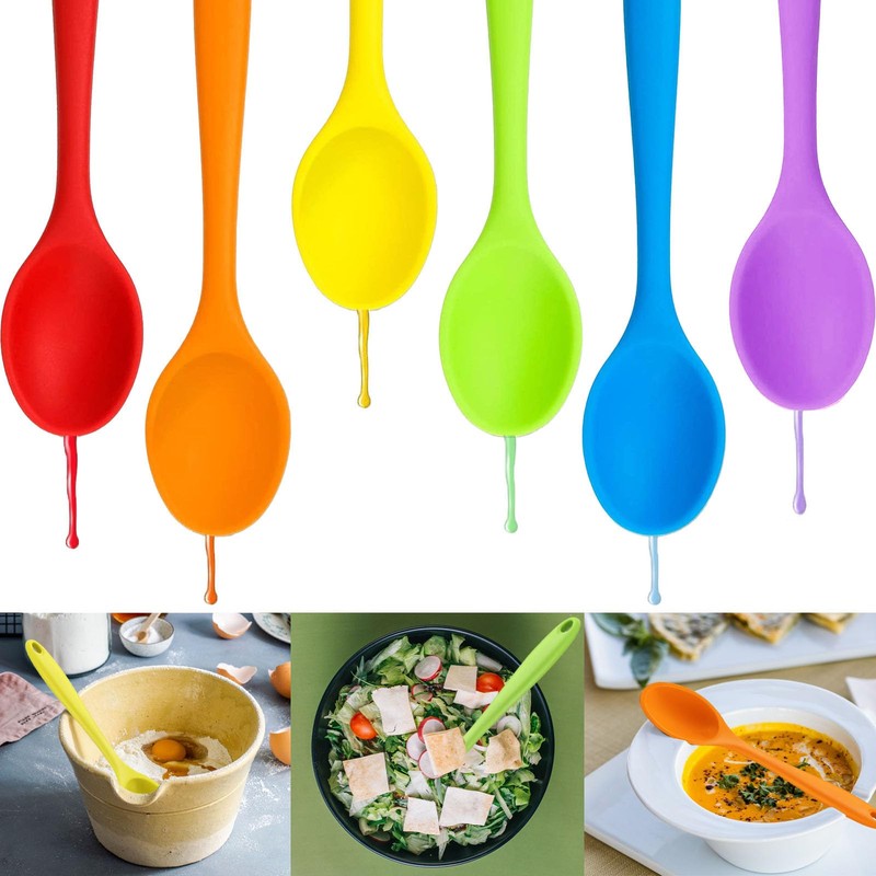 Beieverluck 6 Pack Large Silicone Cooking Spoons 10.8'' Heat Resistant