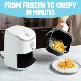 Tasty Personal Air Fryer, Healthier Meals in Minutes, Adjustable Temp Control up to 400°F, Easy-to-Use Design, Nonstick Basket and Tray Made without PFAS, PFOA, PFOS & PTFE, 900 Watts, 2-Quart, White